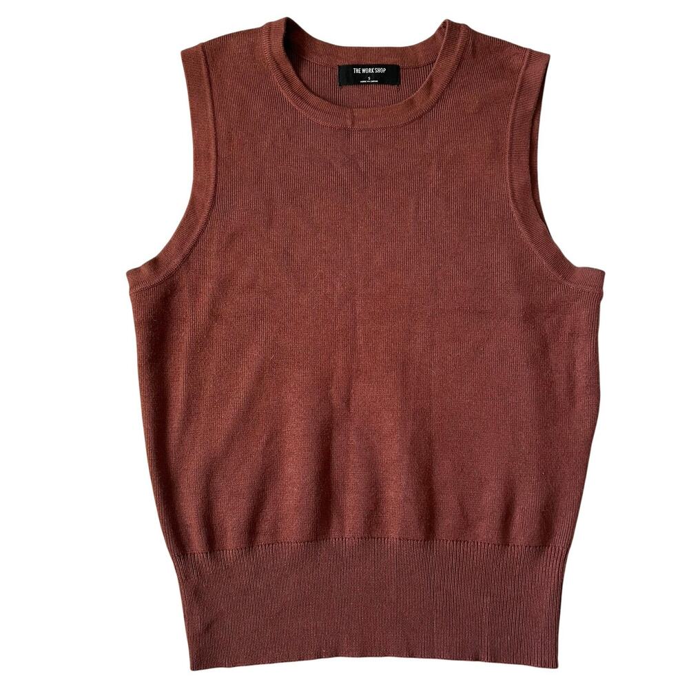 The WorkShop Women's Lightweight Ribbed Sleeveless Sweater Vest S Small